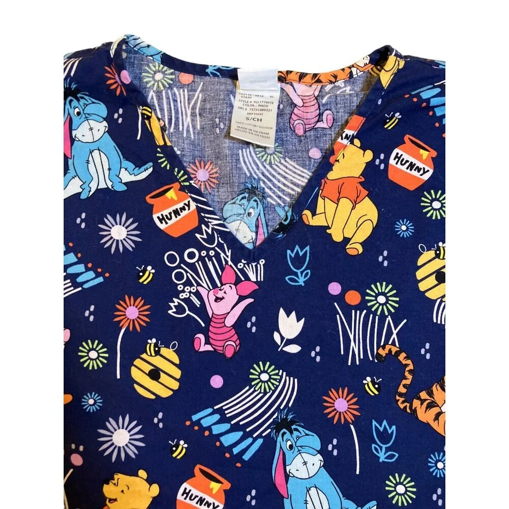 Winnie The Pooh and Friends Medical Scrub Top Size small - Picture 3 of 8